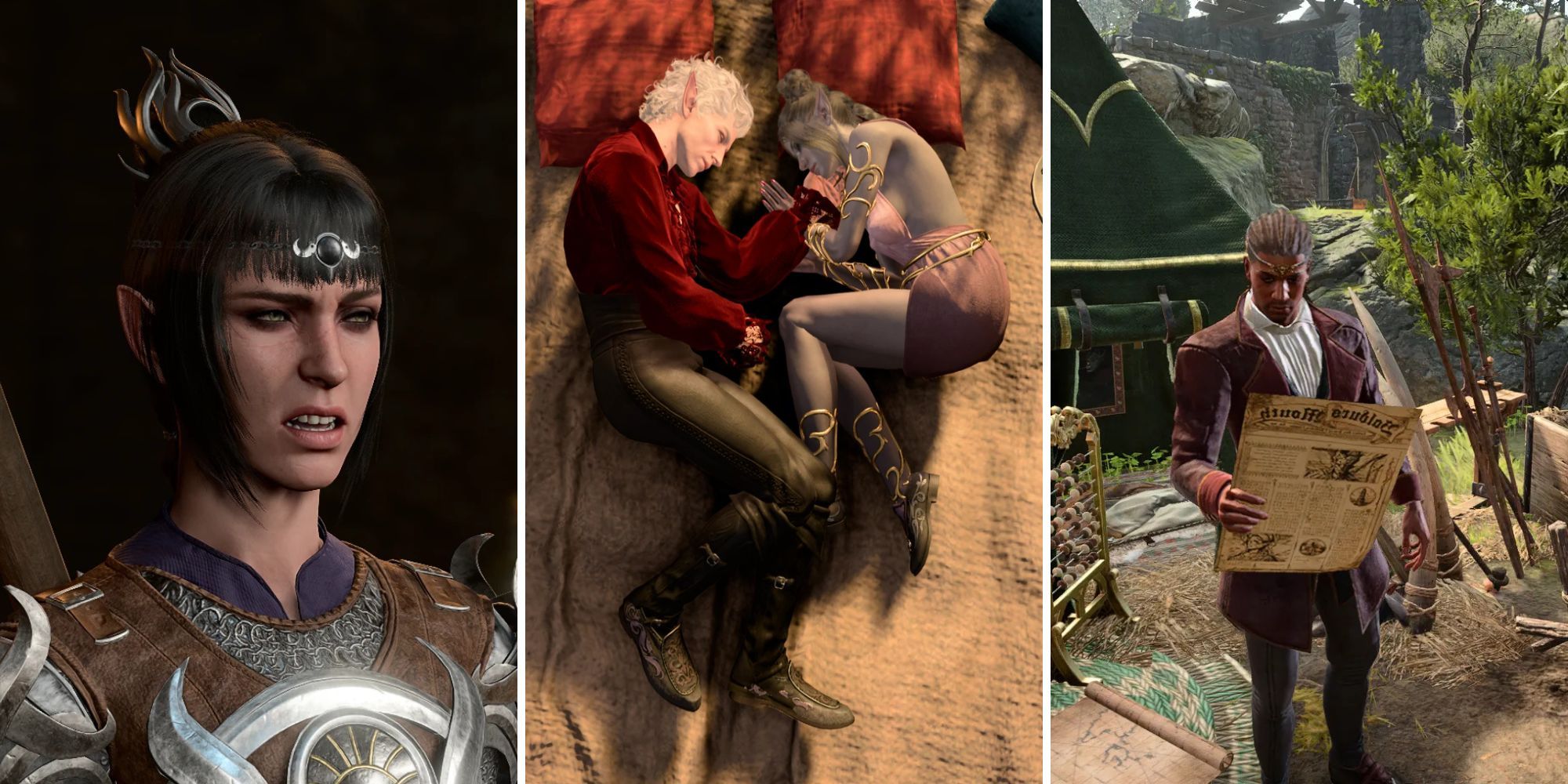 A grid showing three animation moments in Baldur's Gate 3