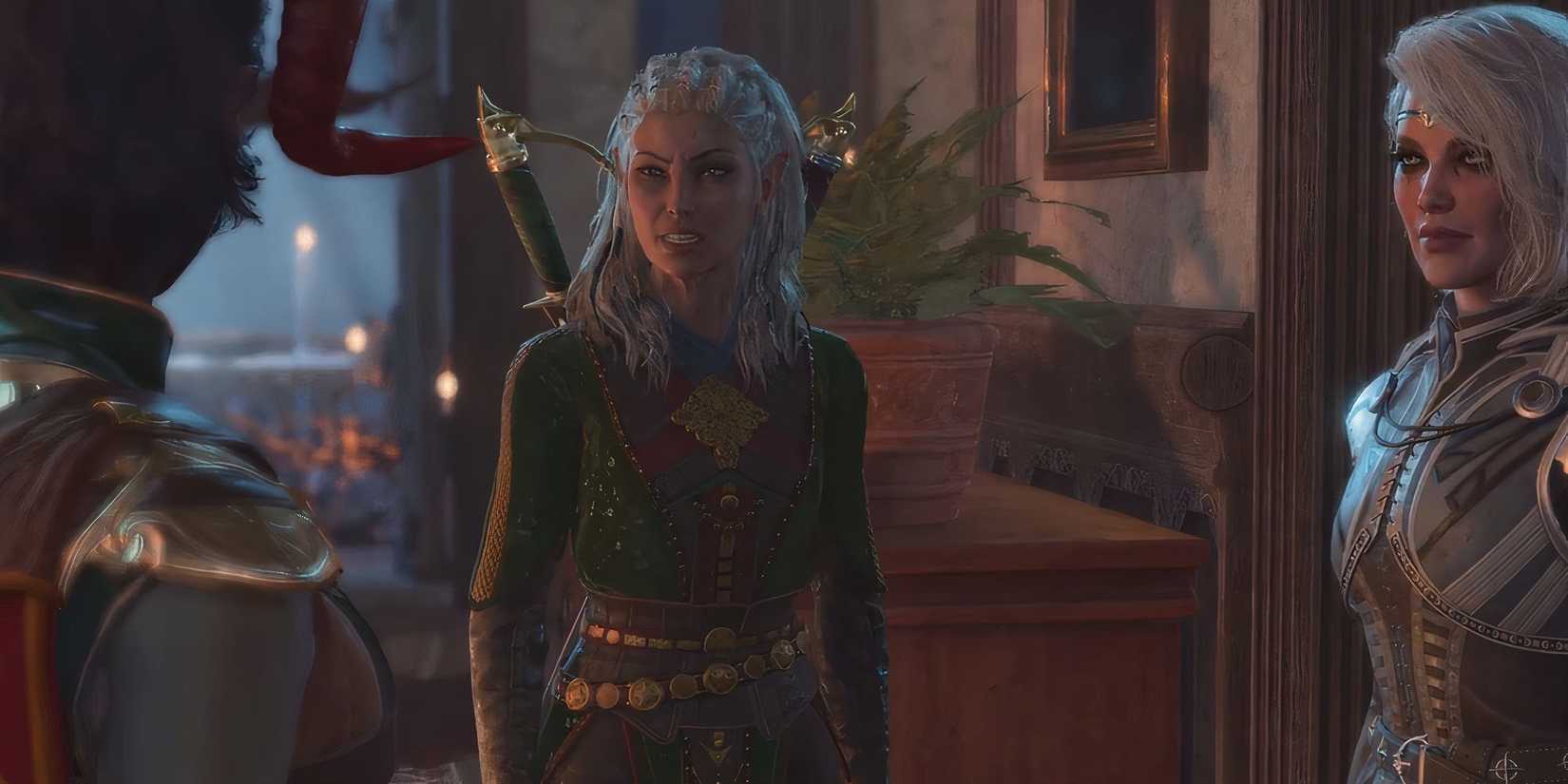 The player talking to Jaheira in Baldur's Gate 3