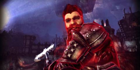 Oghren swinging his axe in Dragon Age: Origins