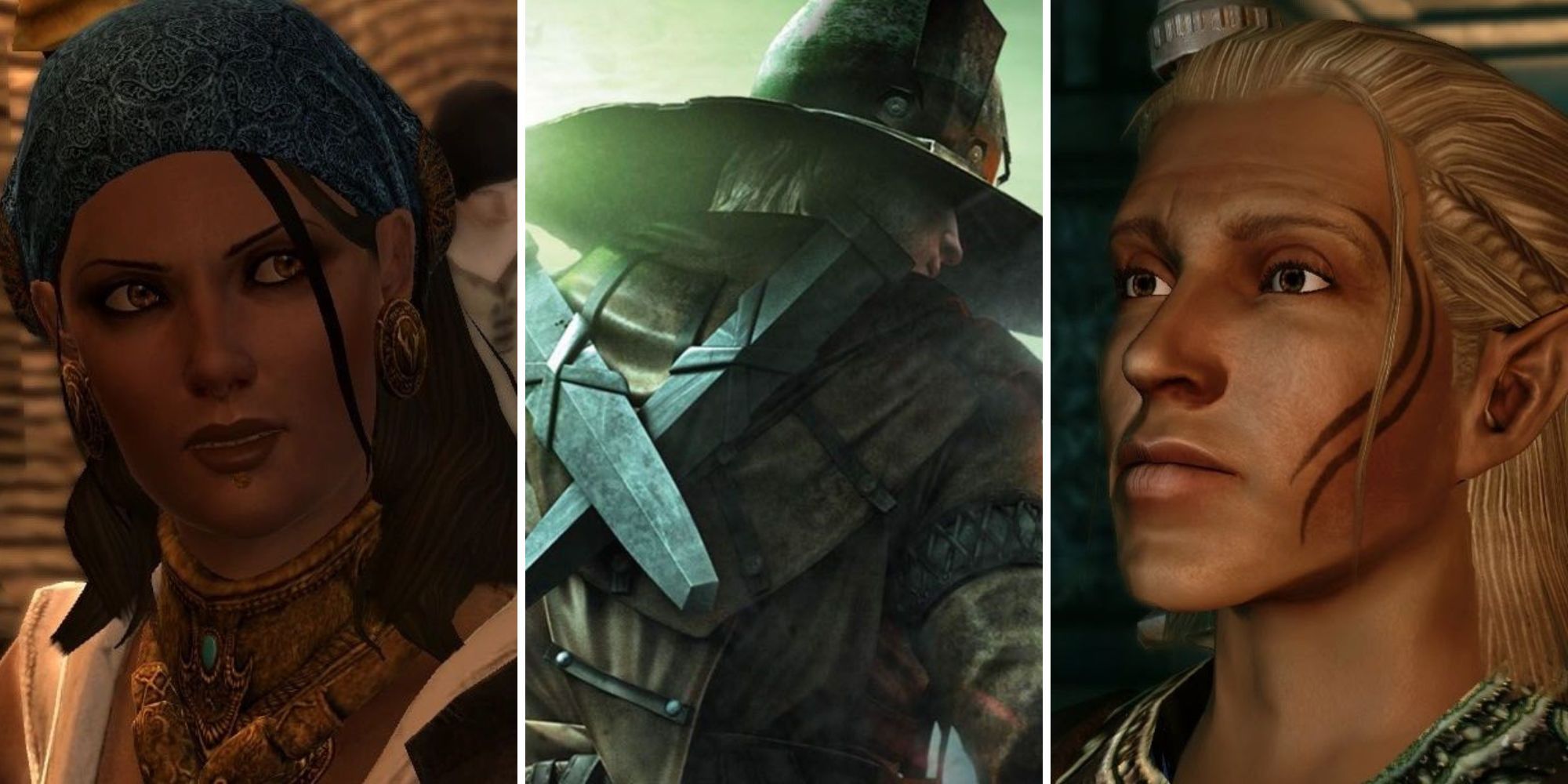 A grid showing three of the rogues from the Dragon Age franchise