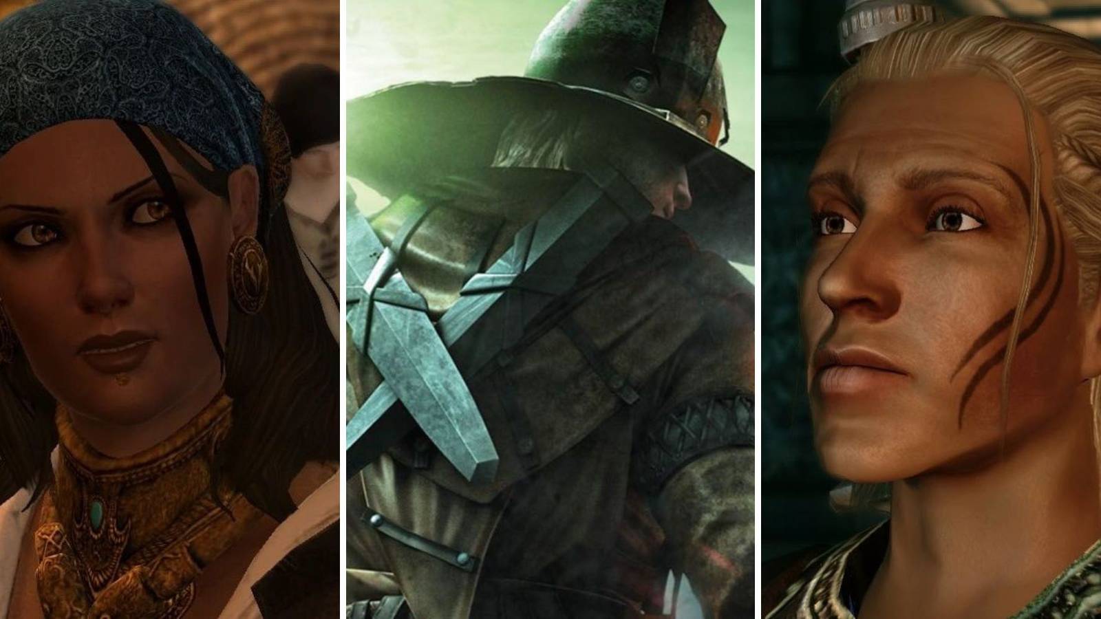 A grid showing three of the rogues from the Dragon Age franchise