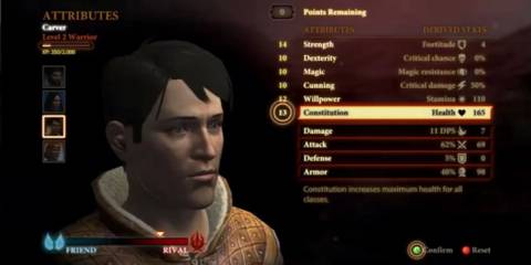 Carver's attributes in Dragon Age 2