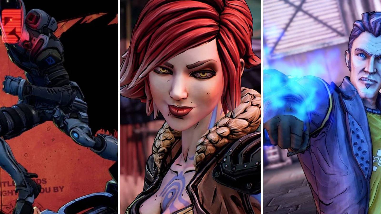 A grid showing three of the most iconic Vault Hunters in the Borderlands franchise