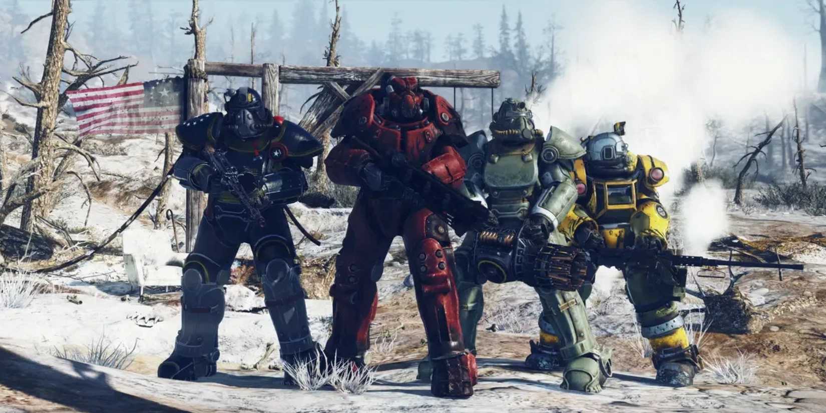 A Group of Players With Power Armor in Fallout 76