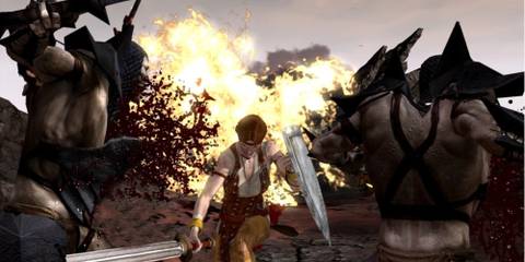 Aveline attacking Darkspawn in Dragon Age 2