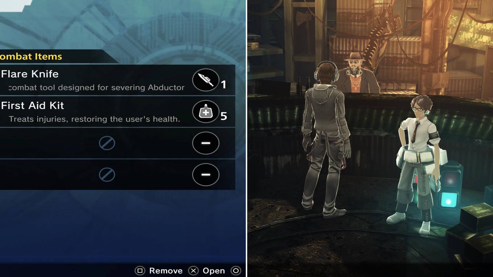 A List Of Equipped Combat Items & The Player In Zakka