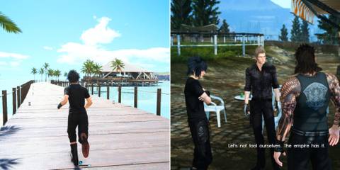 Noctis Running On The Boardwalk & The Party Talking
