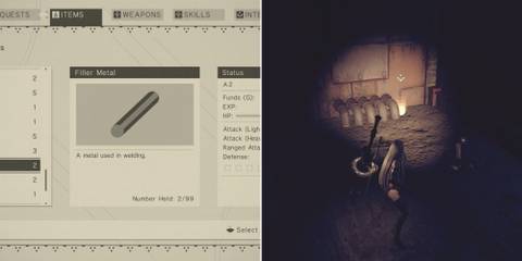 Filler Metal In The Inventory & A2 Facing An Item On The Ground