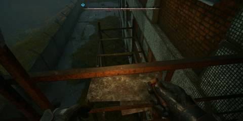 Vault over the Railing of the Stairwell to the side of the Agricultural Workshop Stalker 2