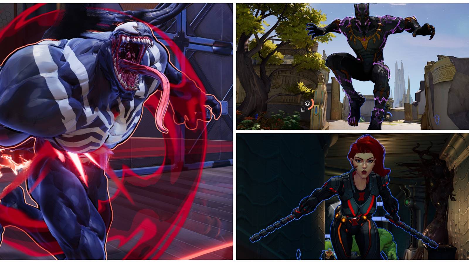 venom, black panther, black widow in marvel rivals