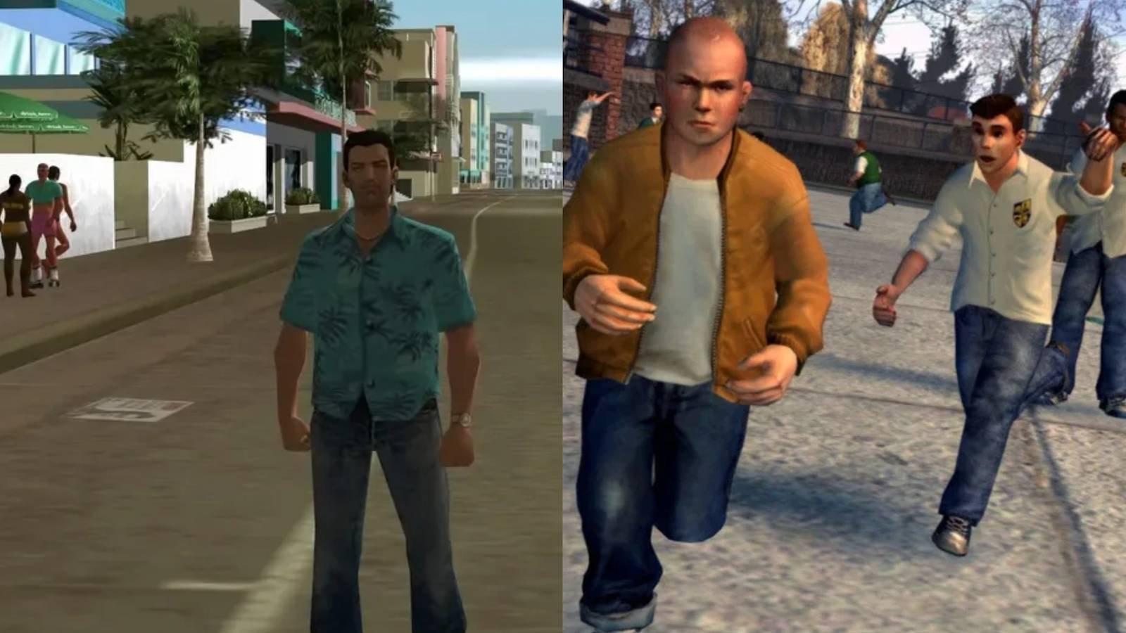 Vice City on the left and Bully on the right