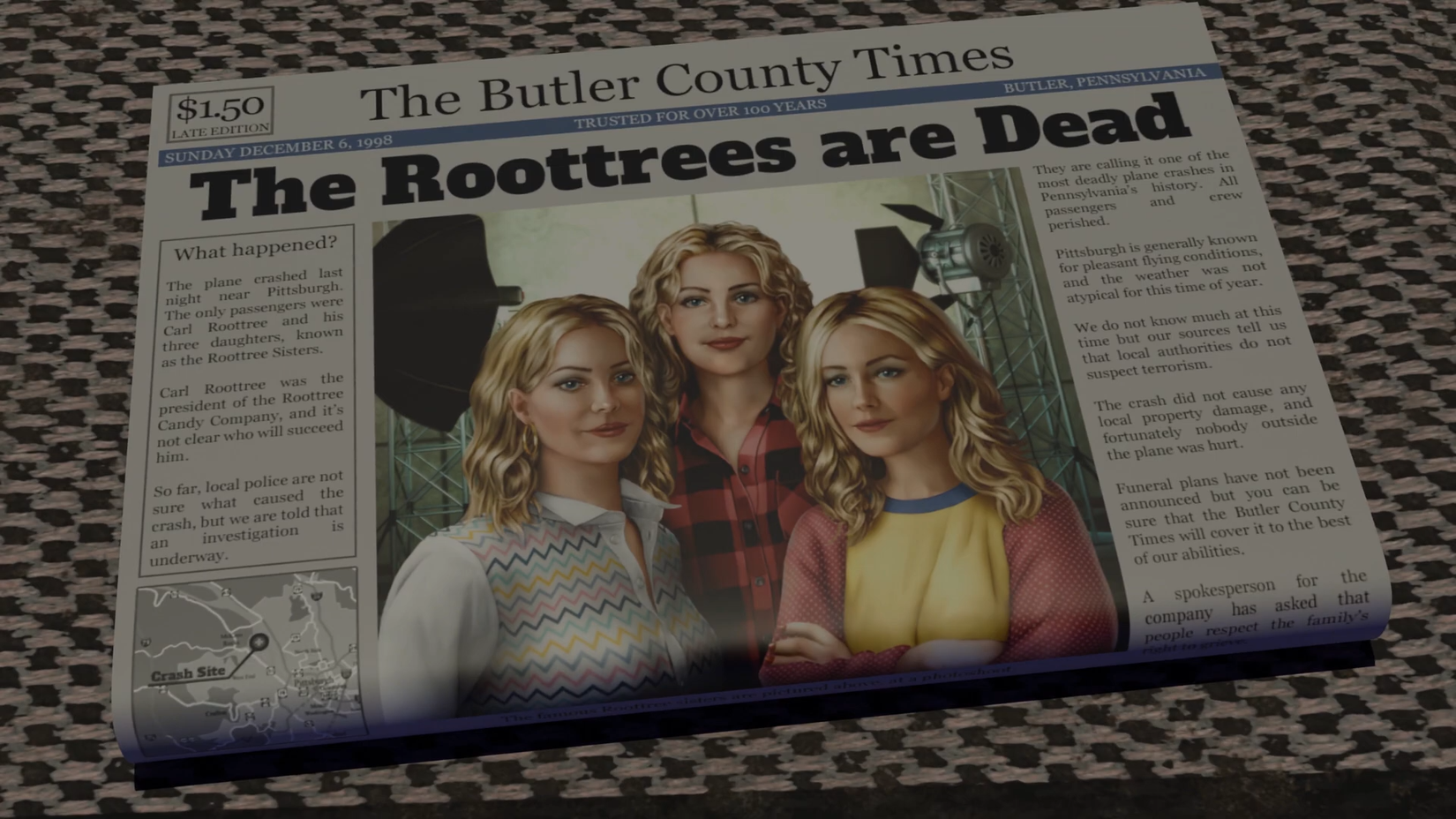The Roottrees are Dead steam trailer screenshot newspaper
