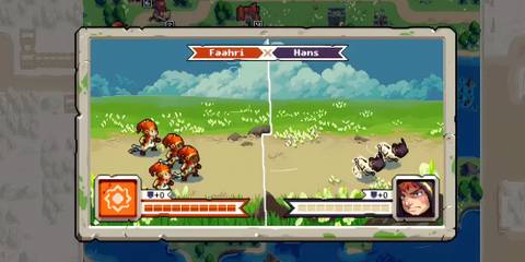 Player battling opponent in Wargroove