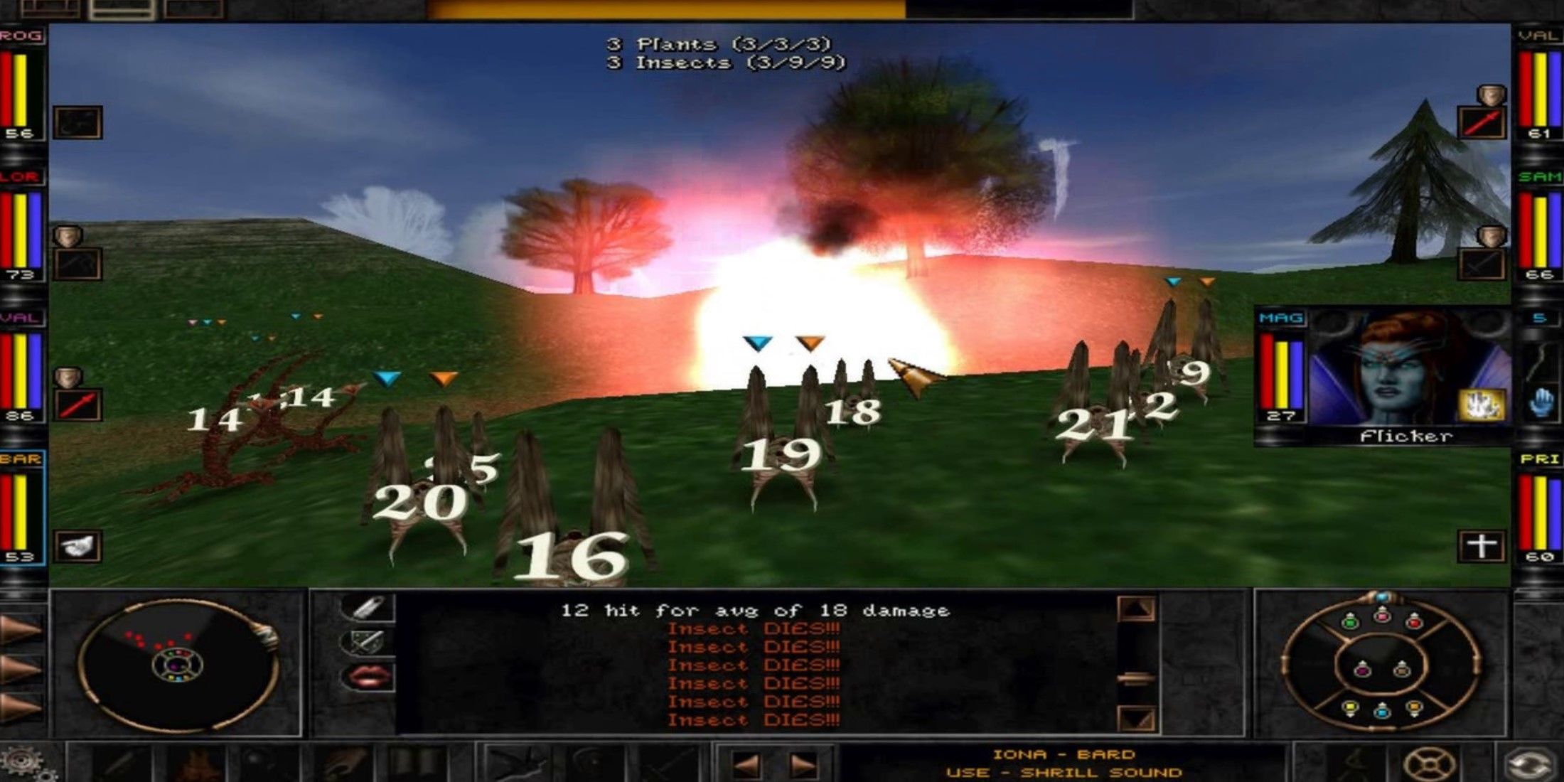 Wizardry 8 in combat with multiple enemies