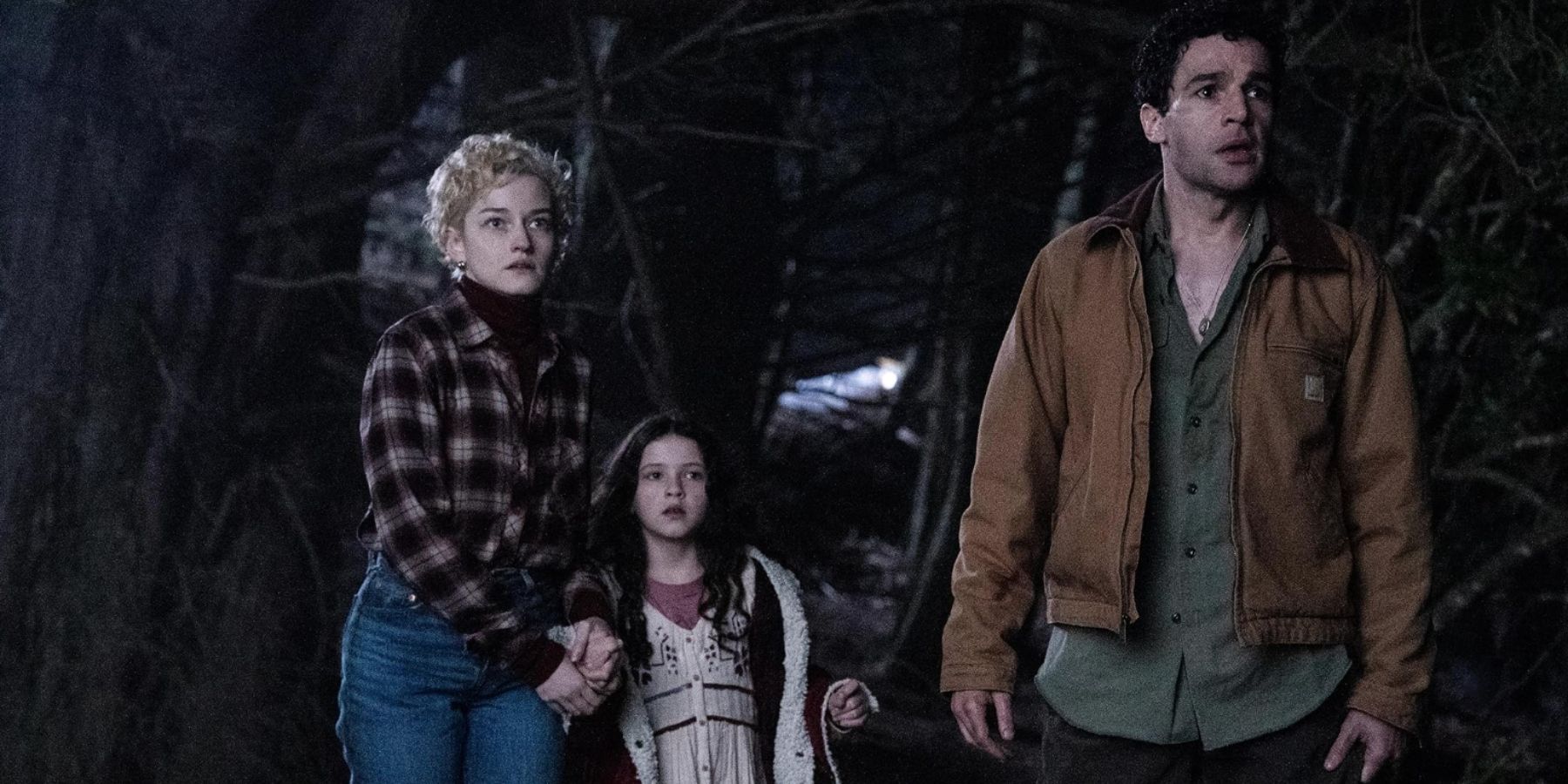 Julia Garner, Matilda Firth, and Christopher Abbott in Wolf Man