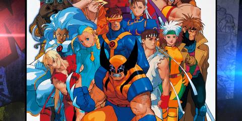 Original X-Men vs Street Fighter artwork featuring renders of all playable characters in Marvel vs Capcom Fighting Collection.