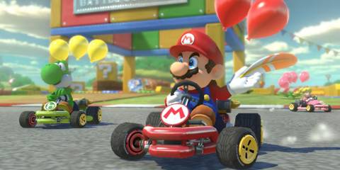Mario and Yoshi in Mario Kart 8 Deluxe