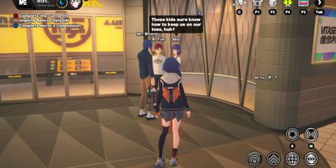 Zenless Zone Zero Mia and her friends outside Lumina Galleria