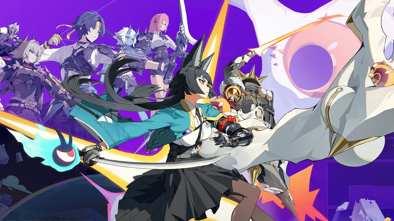 A promotional visual for Zenless Zone Zero showing Miyabi.