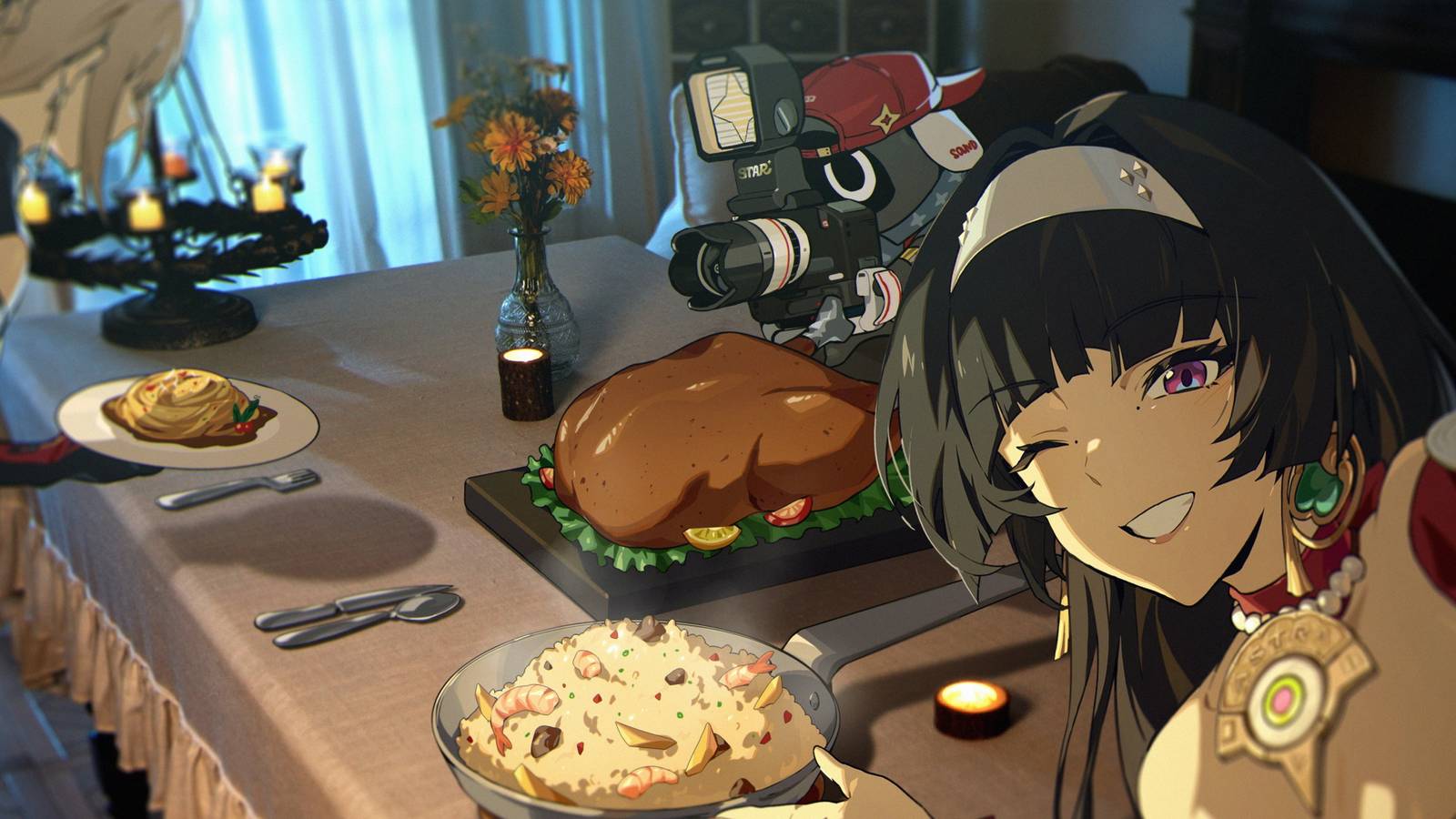 Promotional art from Zenless Zone Zero showing Astra Yao and Evelyn.