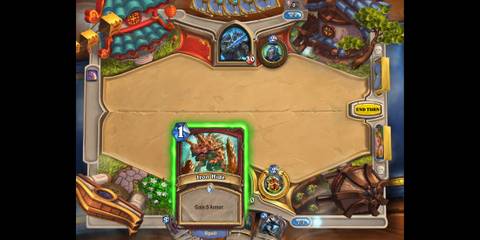 Hovering Over a Warrior Spell Card From Hearthstone