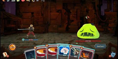 Fighting Against an Acid Slime in Slay the Spire