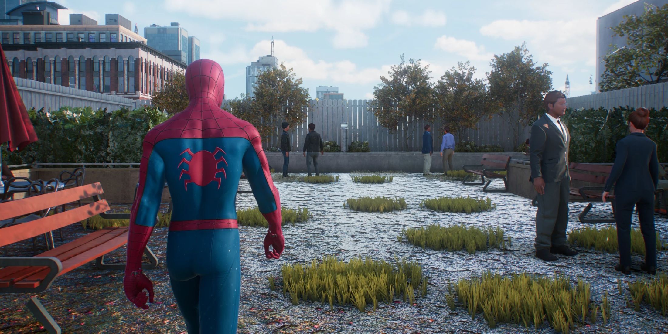 An image from the Over the Shoulder camera mod for Marvel's Spider-Man 2