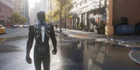 An image from the Over the Shoulder camera mod for Marvel's Spider-Man 2