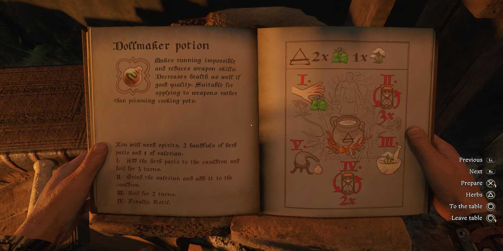 The Player Brewing Dollmaker Potion