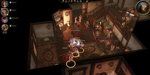 The party fighting bandits in a tavern