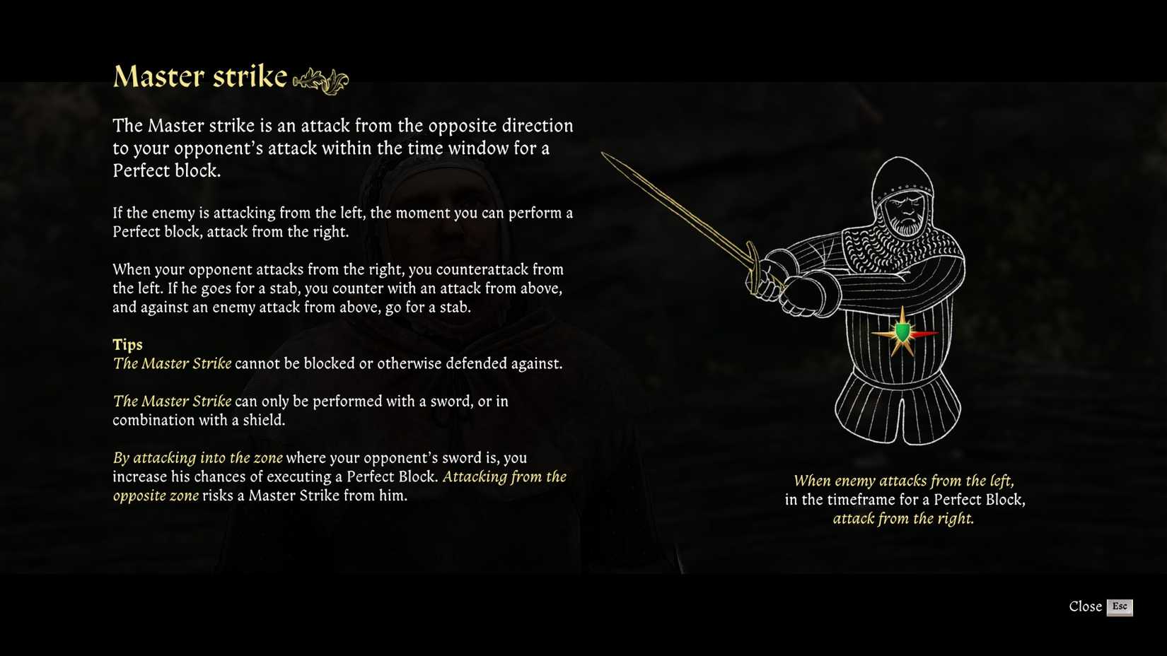 Master Strike tutorial screen in KCD2
