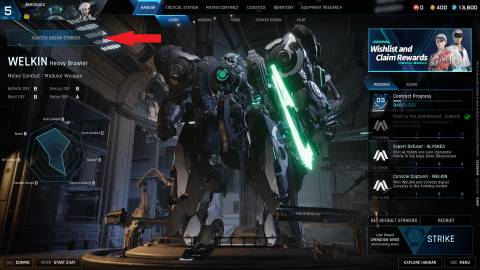 Striker select button in mecha break