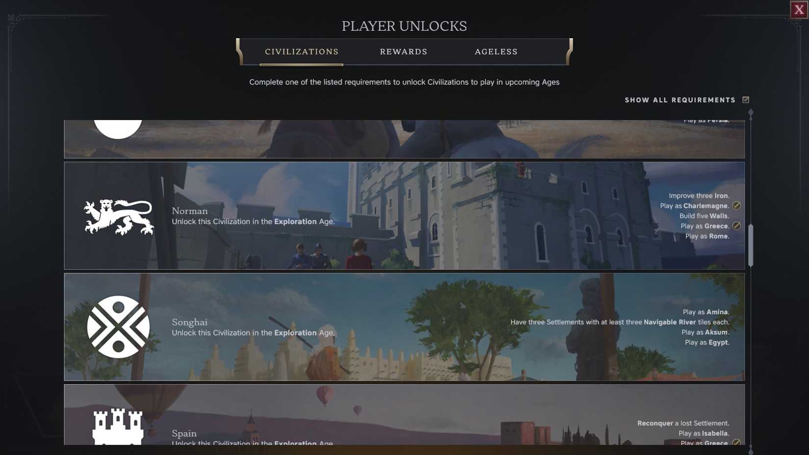 Civ 7_Norman Civ Unlock Screen