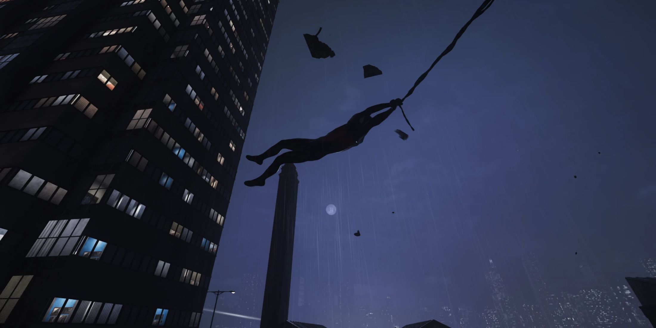 An image from the Raining Night Atmosphere mod for Marvel's Spider-Man 2