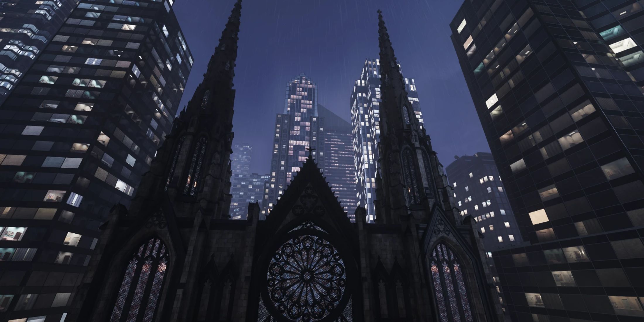 An image from the Raining Night Atmosphere mod for Marvel's Spider-Man 2