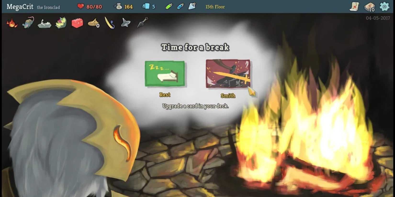 Resting at a Campfire in Slay the Spire