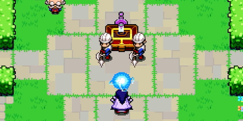 A Key Frame From The Legend Of Zelda The Minish Cap Showing The Game's Sacred Blade Being Approached By Vaati