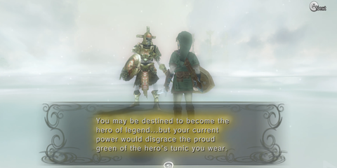 A Key Frame From The Legend Of Zelda Twilight Princess Showing The Hero's Shade Reprimanding Link