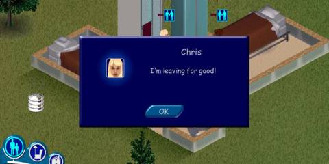 A Key Frame From The Sims Showing A Text Box With A Female Sim Leaving Her Partner