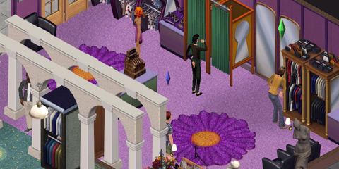 A Key Frame From The Sims Showing  Various Sims In A Shopping Mall
