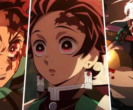 A split image of Tanjiro and Uzui in Demon Slayer (1)