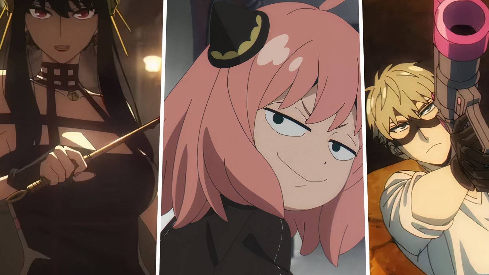 A split image of Yor, Anya and Loid from Spy x Family