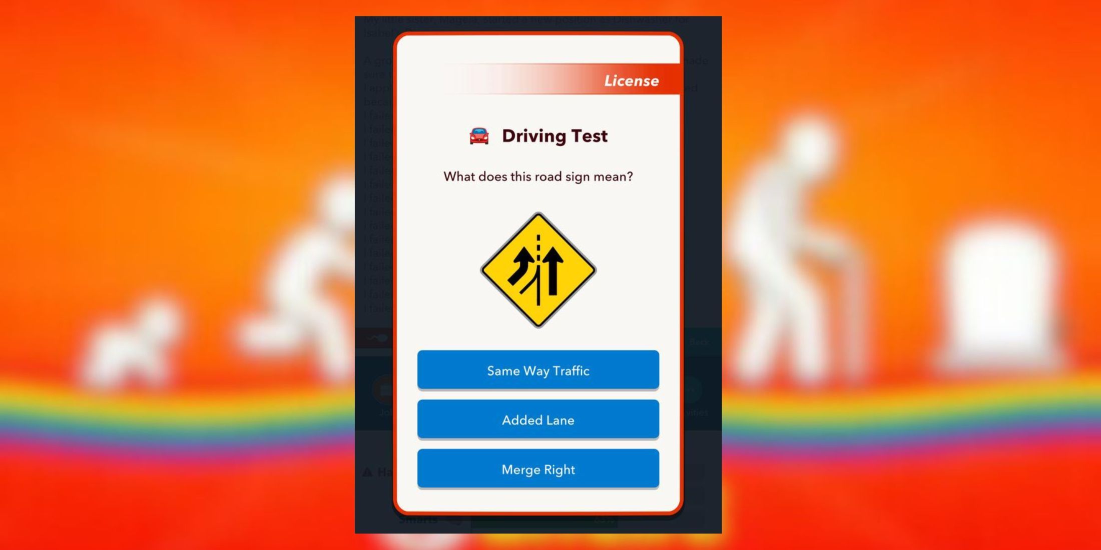 added lane sign in driving test bitlife 