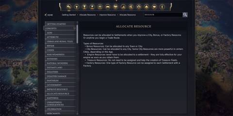 Allocate Resources Civilopedia in Civ 7