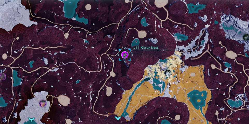 Alpha Kitsun Noct map location in Palworld