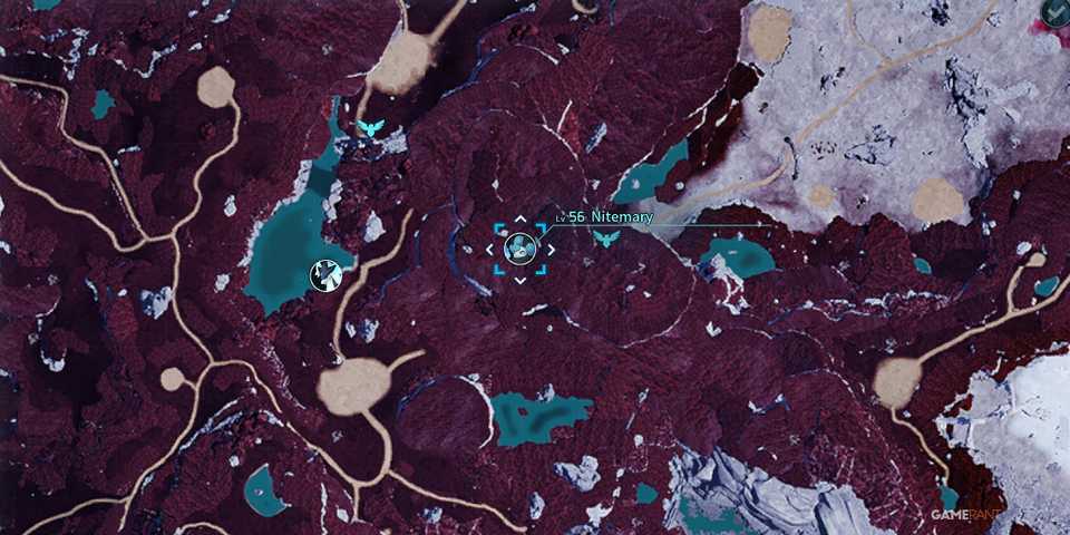 Alpha Nitemary map location in Palworld