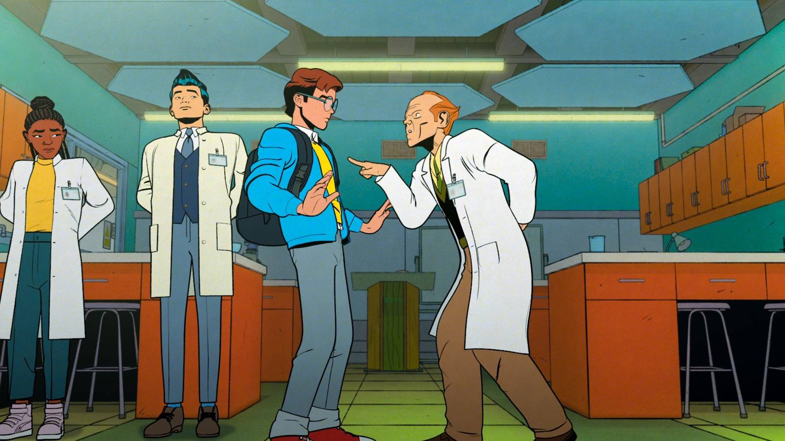 Asha, Amadeus Cho, Peter Parker, and Bentley in Your Friendly Neighborhood Spider-MAn