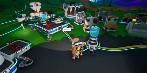Connecting a cable during base building in Astroneer