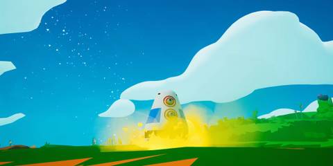 The dropship lands on a planet in Astroneer