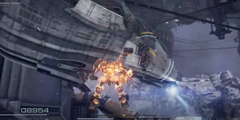 An image of the boss fight in the Armored Core 6 tutorial